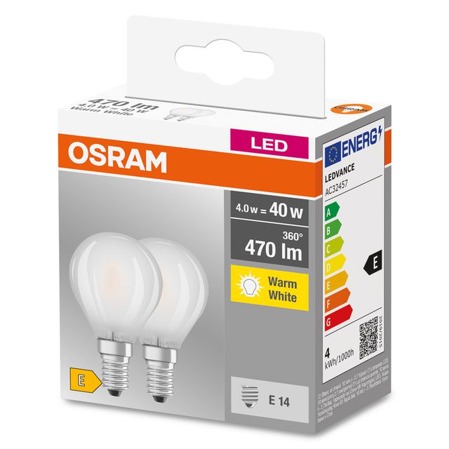 Żarówka LED BASE CLASSIC P 4W 827 Frosted E14 - dwupak