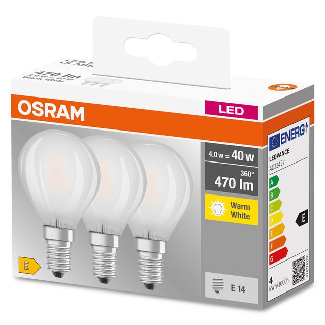 Żarówka LED BASE CLASSIC P 4W 827 Frosted E14 - trójpak