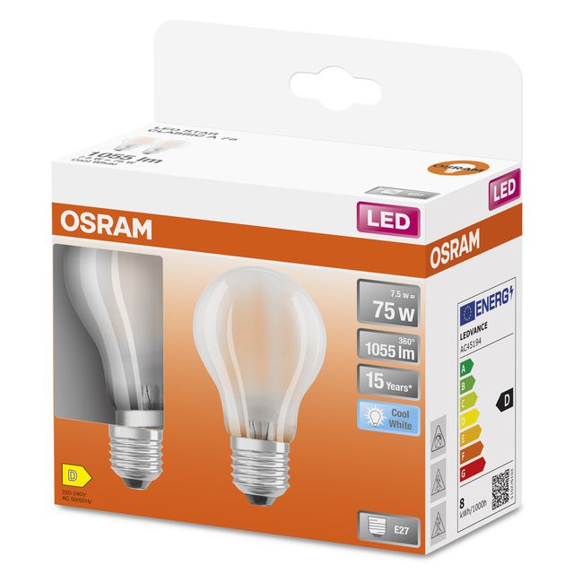 Żarówka LED Retrofit CLASSIC A 7.5W 840 Frosted E27 - dwupak