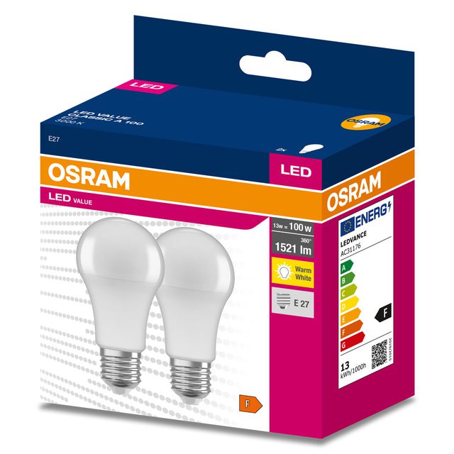 Żarówka LED VALUE CLASSIC A 100  13W/3000K E27 - dwupak