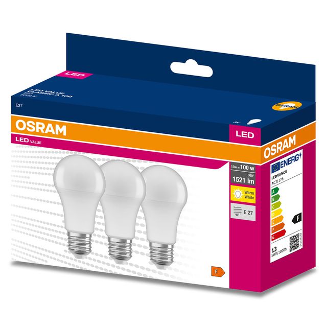 Żarówka LED VALUE CLASSIC A 100  13W/3000K E27 - trójpak