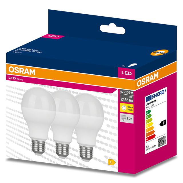 Żarówka LED VALUE CLASSIC A 150  19W/2700K E27 - trójpak