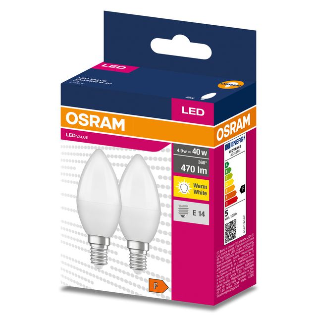 Żarówka LED VALUE CLASSIC B 40  4.9W/2700K E14 - dwupak