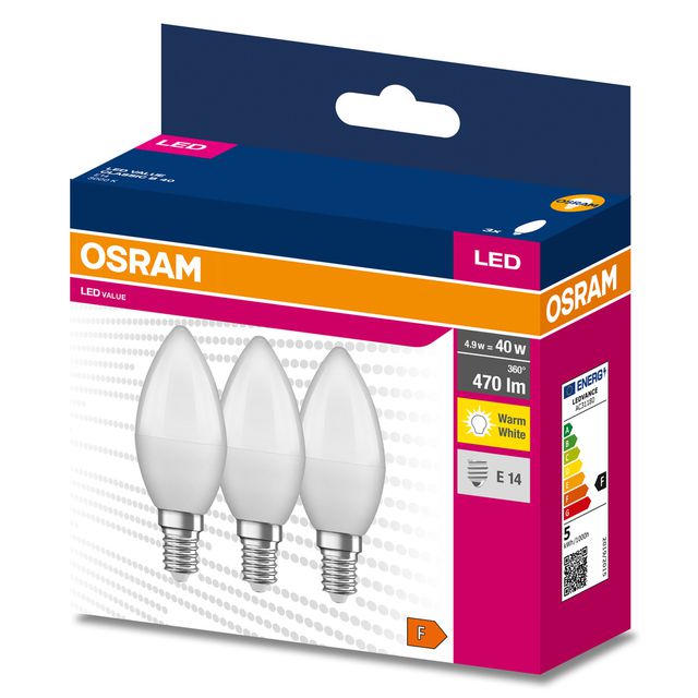Żarówka LED VALUE CLASSIC B 40  4.9W/3000K E14 - trójpak