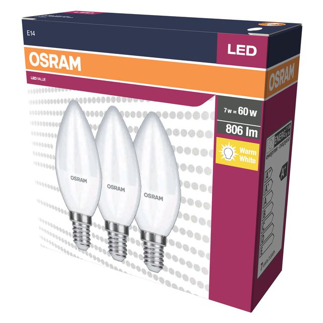 Żarówka LED VALUE CLASSIC B 60 FR 7.5W/2700K E14 - trójpak