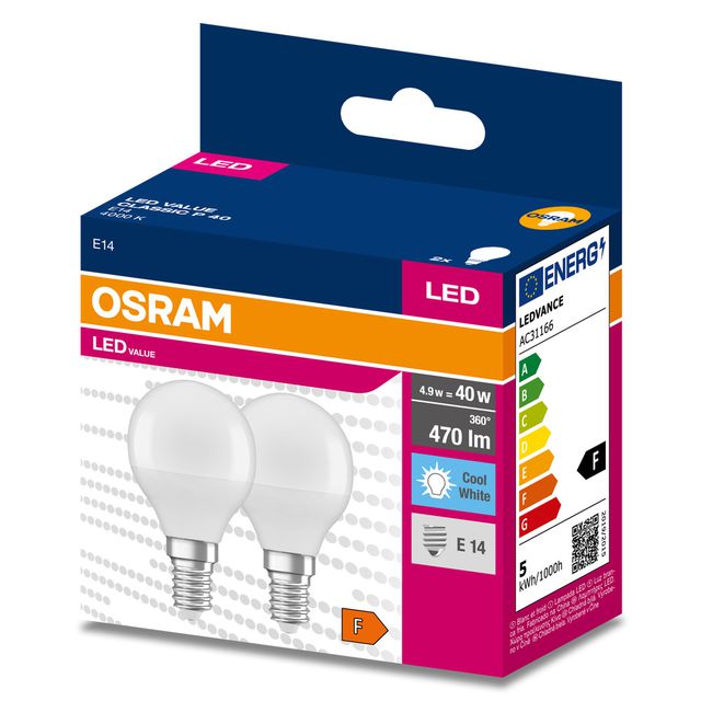Żarówka LED VALUE CLASSIC P 40  4.9W/4000K E14 - dwupak