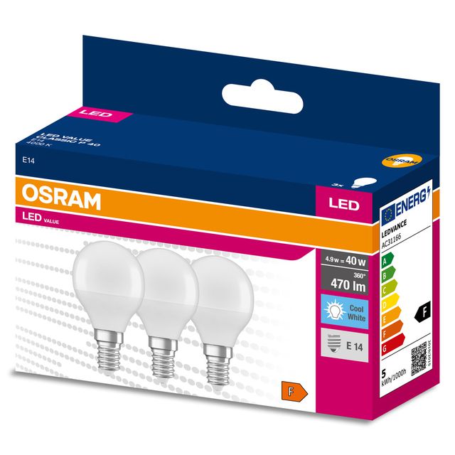 Żarówka LED VALUE CLASSIC P 40  4.9W/4000K E14 - trójpak