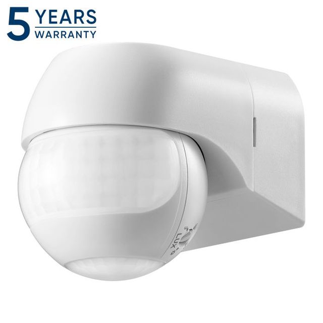 Czujnik ruchu 180° IP44, 800W, max 15m, mini - biały