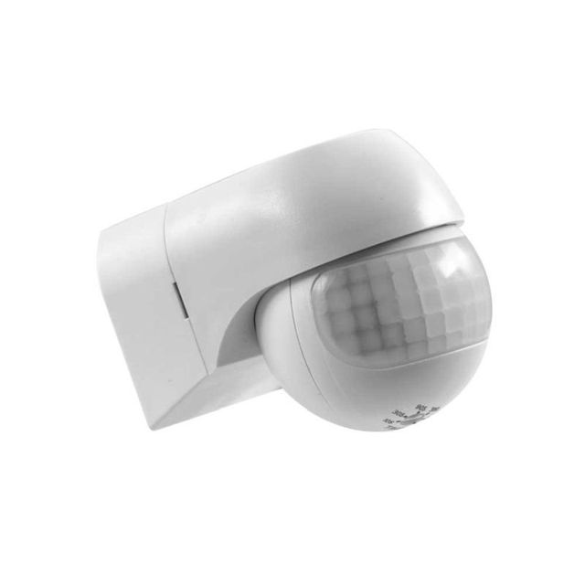 Ścienny czujnik ruchu zewnętrzny obracany PIR IP65 12m 800W biały