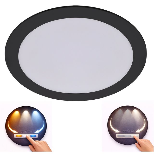 Downlight podtynkowy LIRA LED 12-18W 22cm zmienna barwa CCT czarny