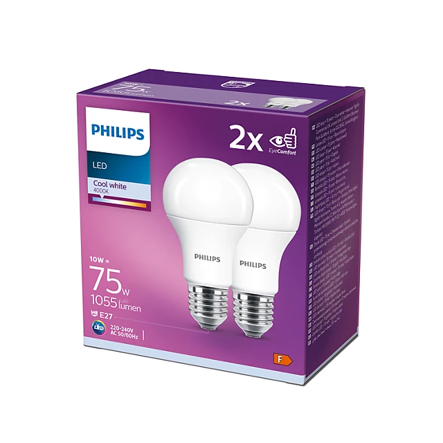 DWUPAK Żarówka LED klasyczna E27 10W/840 1055lm neutralna