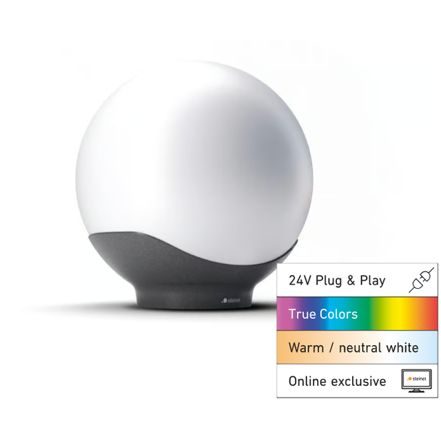 Kula ogrodowa z czujnikiem zmierzchu SPHERA RGBW 40cm Bluetooth Mesh 24V antracyt