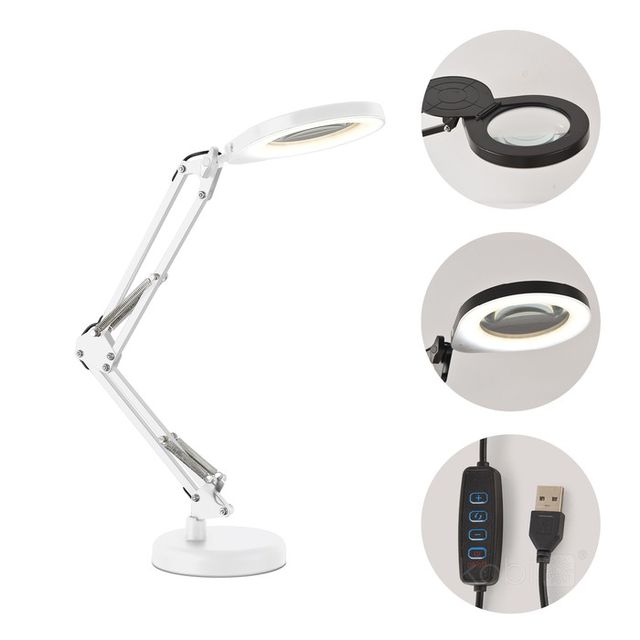Lampka biurkowa LED kreślarska AURIQ LOUPE 10W 500lm 5V DIM zmienna barwa CCT biała