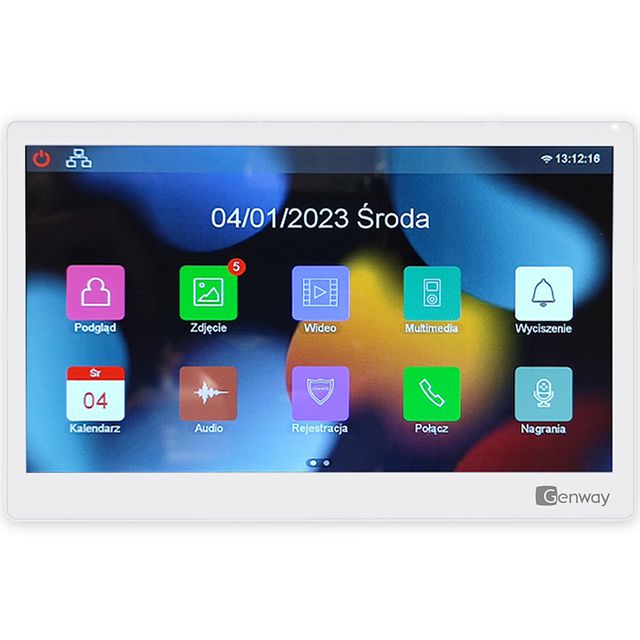 Monitor slim IP z pamięcią 10' F-V14-2W-WH z WiFi, TUYA biały