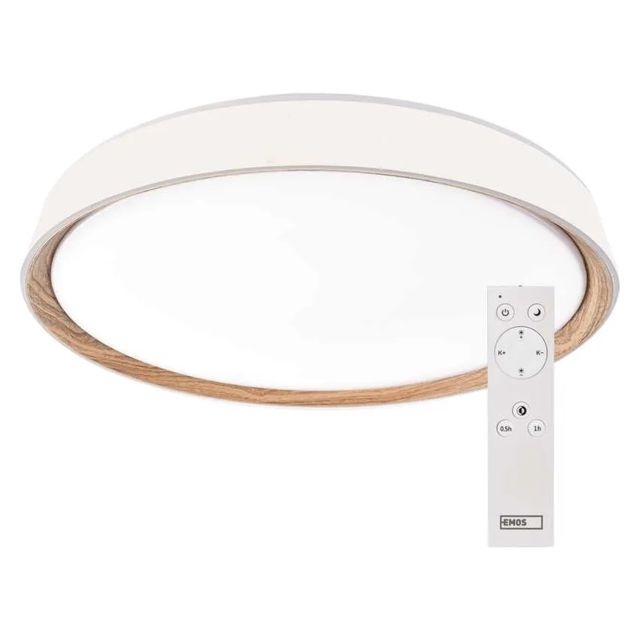 Oprawa LED ILVI 45W regulowana 2700-6500K, ściemnialna, pilot - biały/drewno