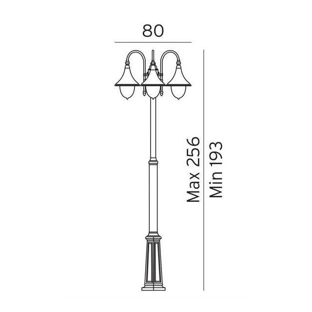 Lampa parkowa z regulowanym słupem max 256cm FLORENCJA 830 E27 czarna