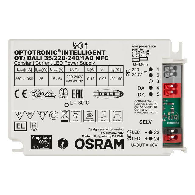 Zasilacz programowalny OTi DALI 35W 350mA...1050mA NFC