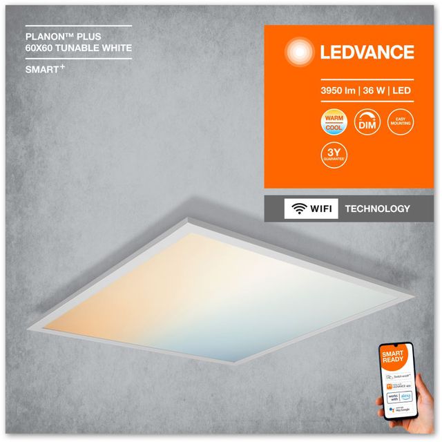 Panel LED SMART 36W 600x600mm 3000K…6500K