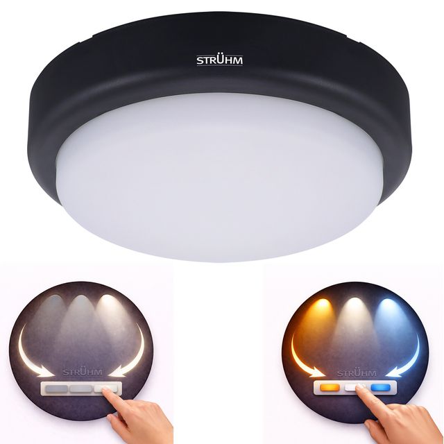 Plafon hermetyczny wandaloodporny MARINA LED 21cm zmienna moc i barwa CCT czarny