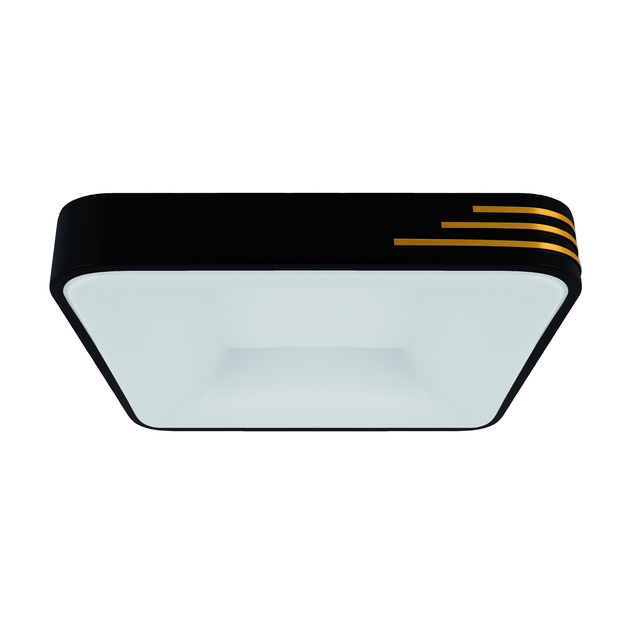 Plafon LED kwadratowy glamour LIBRUS 24W 4K 42cm czarny ze złotym