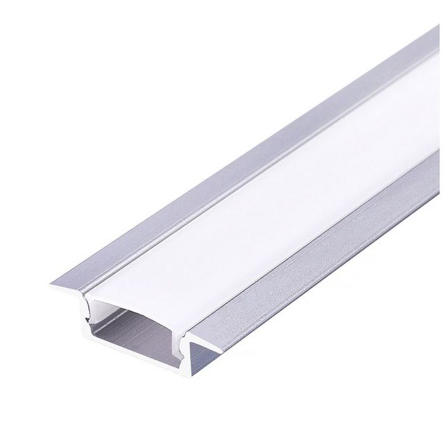 Profil anodowany srebrny podtynkowy z kloszem mlecznym 12mm 1m P02
