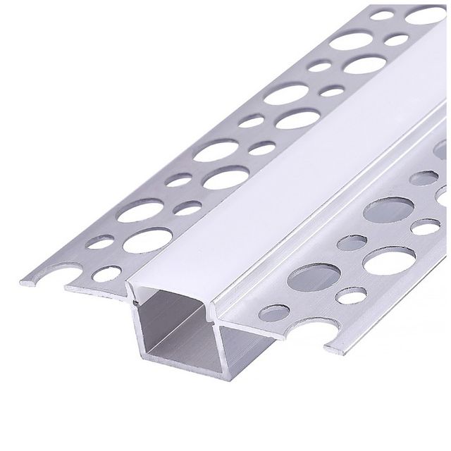 Profil anodowany srebrny podtynkowy z kloszem mlecznym 12mm 2m KG01