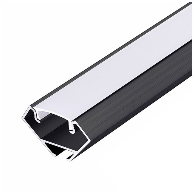 Profil czarny narożny z kloszem mlecznym 12mm 2m N01
