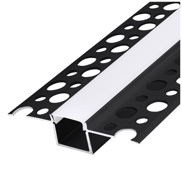 Profil czarny podtynkowy z kloszem mlecznym 12mm 1m KG01