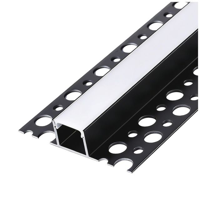 Profil czarny podtynkowy z kloszem mlecznym 12mm 2m KG02