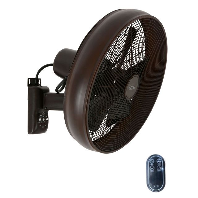 Retro wentylator na ścianę Breeze z pilotem - ciemny brąz