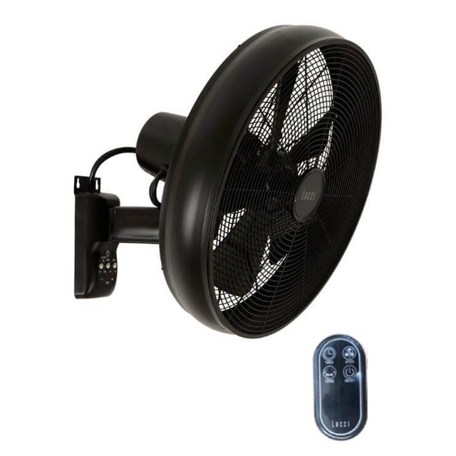 Retro wentylator na ścianę Breeze z pilotem - czarny