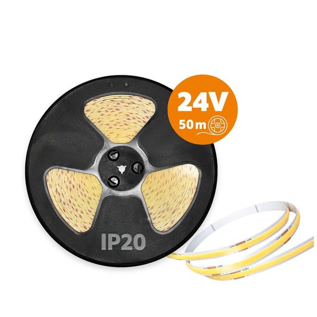 Rolka 50m taśma 320LED COB 24V IP20 10W/m 1000lm/m Ra90 neutralna