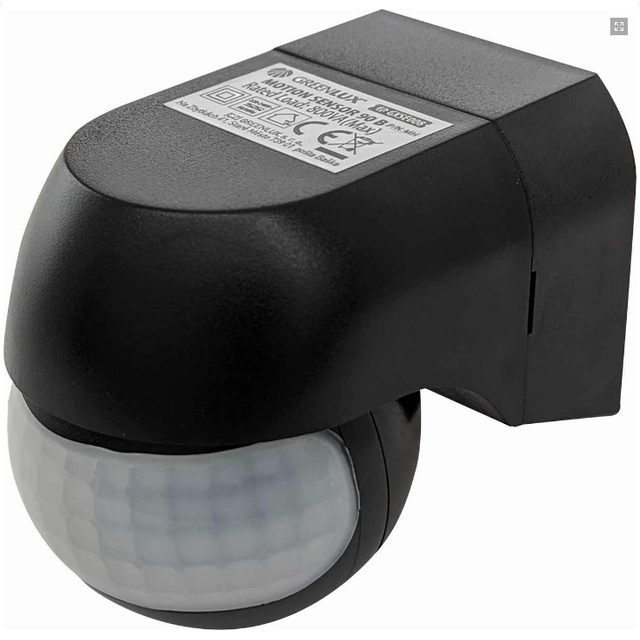 Ścienny czujnik ruchu zewnętrzny obracany PIR IP44 12m 800W Czarny