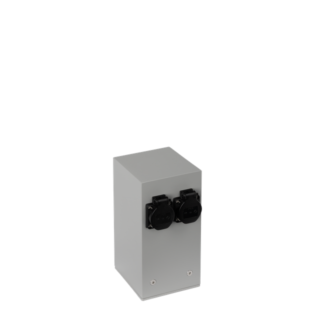 Słupek ogrodowy 25cm z gniazdami dystrybutor energii 2x230V 16A 3600W alu