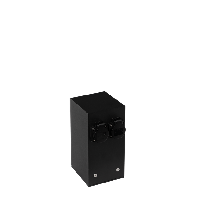 Słupek ogrodowy 25cm z gniazdami dystrybutor energii 2x230V 16A 3600W czarny