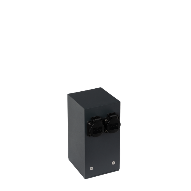 Słupek ogrodowy 25cm z gniazdami dystrybutor energii 2x230V 16A 3600W grafit