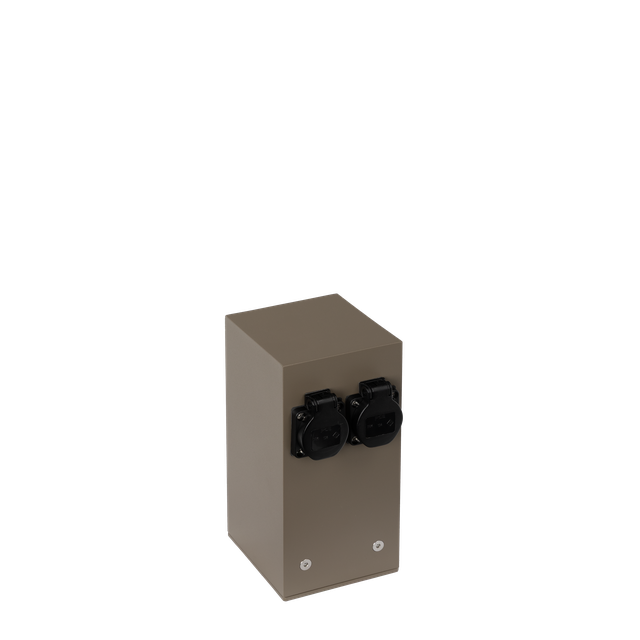 Słupek ogrodowy 25cm z gniazdami dystrybutor energii 2x230V 16A 3600W szary beżowy