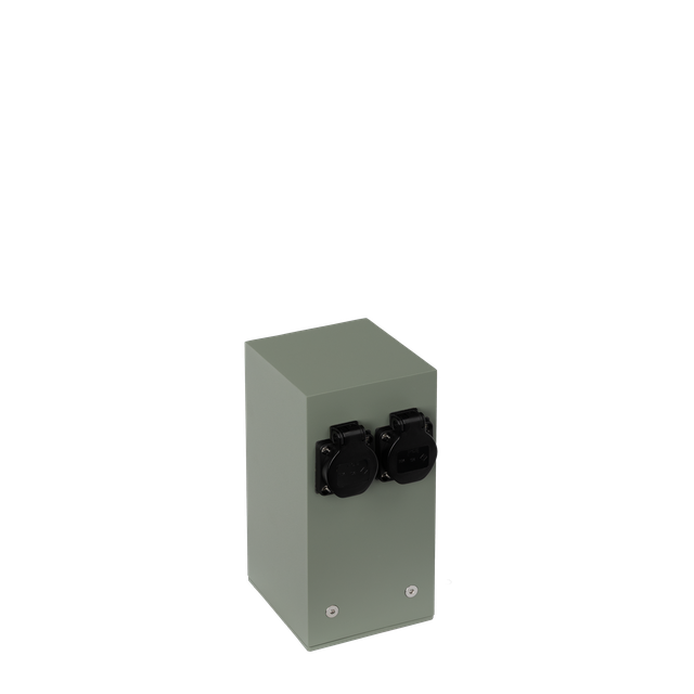 Słupek ogrodowy 25cm z gniazdami dystrybutor energii 2x230V 16A 3600W szary cement