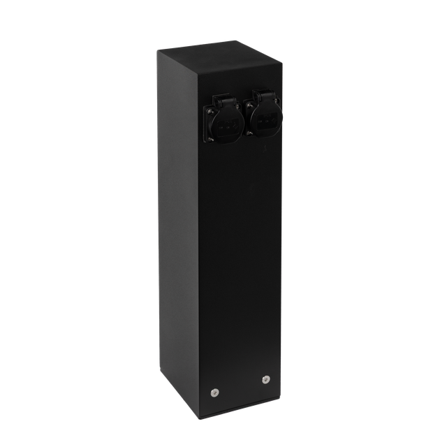 Słupek ogrodowy 49cm z gniazdami dystrybutor energii 2x230V 16A 3600W czarny