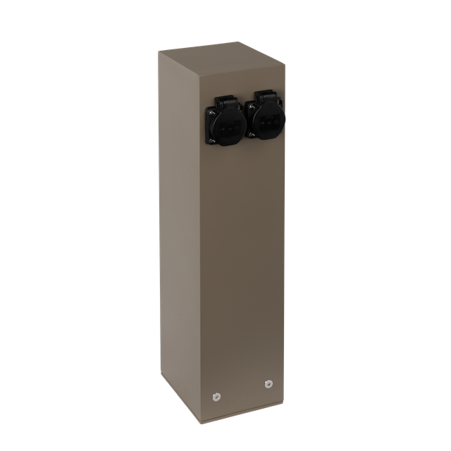 Słupek ogrodowy 49cm z gniazdami dystrybutor energii 2x230V 16A 3600W szary beżowy