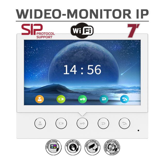 Wideo-monitor SIP Safe SI53w (PoE) 7" - Linux - WiFI