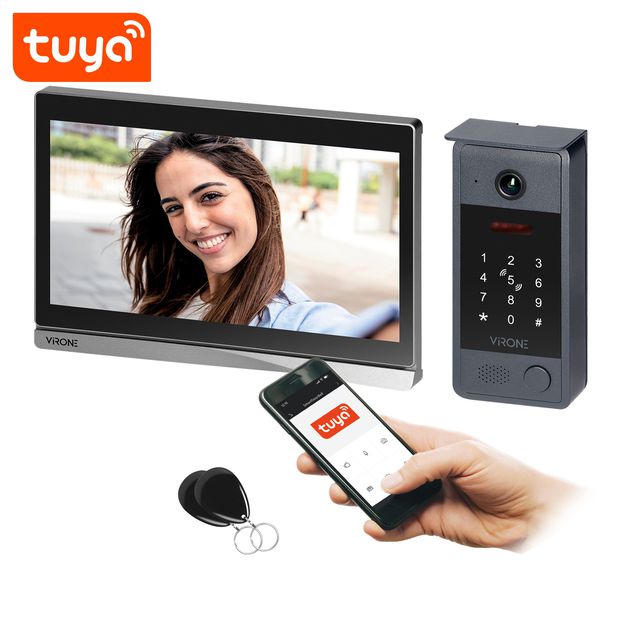 Wideodomofon 10" z pamięcią SAIN Full HD, Wi-Fi, RFID, KOD, TUYA