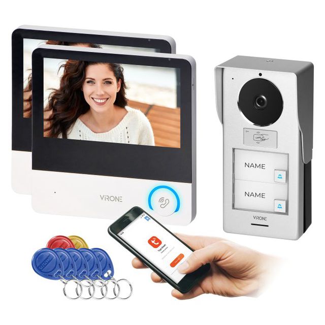 Wideodomofon 2-rodzinny 7" z pamięcią AVONI MULTI, Wi-Fi dual band, 2K, RFID, TUYA
