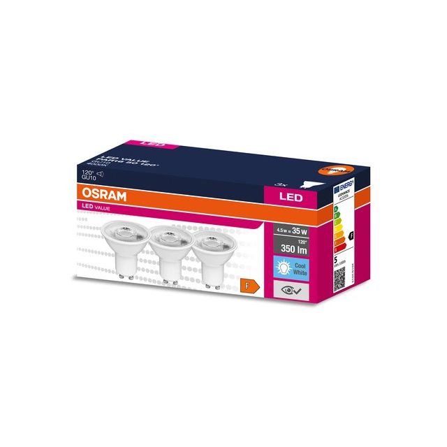 Żarówka LED VALUE PAR16 35 120° 4.5W/4000K GU10 - trójpak
