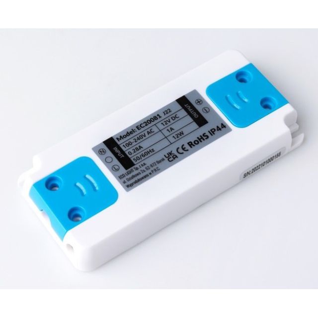 Zasilacz meblowy ultra płaski napięciowy LED 12V 12W IP44