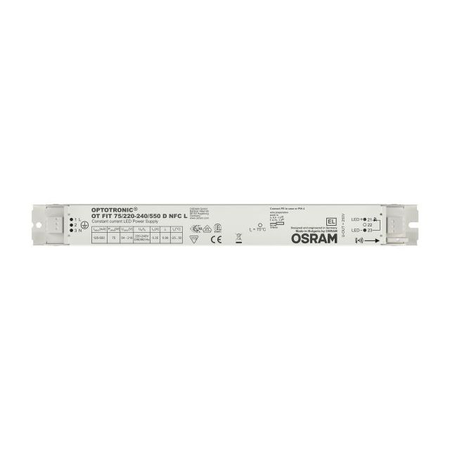 Zasilacz programowalny NFC OSRAM OT FIT 75W 1A0 600mA...1400mA D L współpraca z układami awaryjnymi, SVM (brak efekty stroboskopowego)