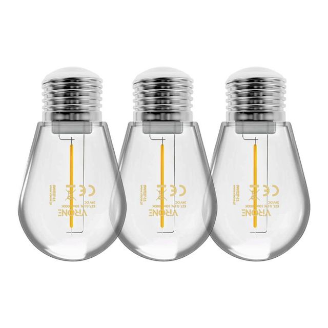 Zestaw 3 żarówek LED 0,1W, 24V DC, E27, 3000 K