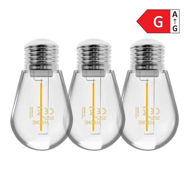 Zestaw 3 żarówek LED 1 W, 230 V, E27, 3000 K