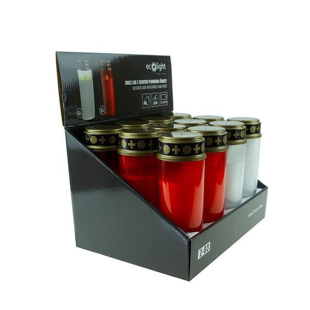 Znicz LED 21cm do 30 dni świecenia 2xAA - stand 12szt