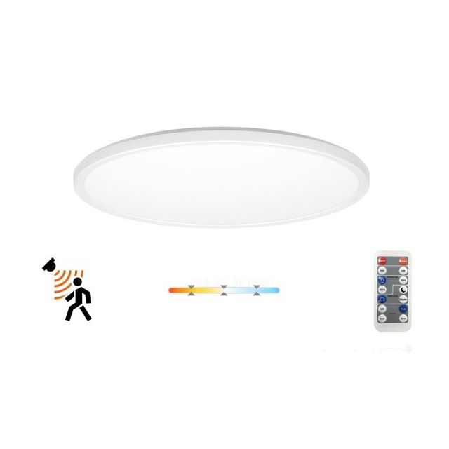 Biały cienki plafon hermetyczny LED z czujnikiem ruchu NIVERA 18W 30cm 1800lm CCT okrągły